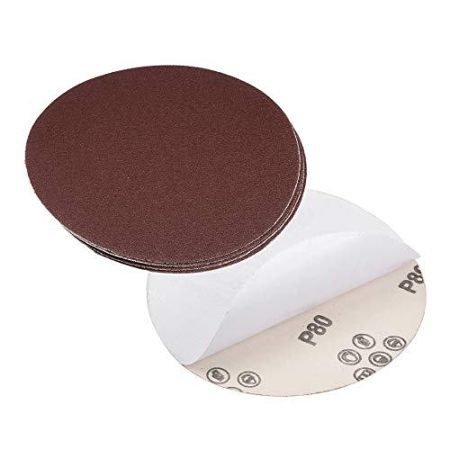 uxcell - uxcell 6-inch PSA Sanding Discs,80 Grits Self Stick Adhesive Back Aluminum Oxide Sandpaper 5pcs