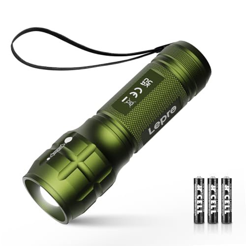 Lighting EVER LED Flashlights High Lumens, Small Flashlight, Waterproof, Adjustable Focus Flash Light for Outdoor, Emergency, AAA Batteries Included