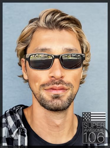 Mens Small Face Snug Fit Color Lens Rectangular Plastic Frame Sunglasses2