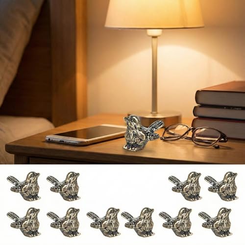 Set de 10 Figuras Pequeñas de Pájaros de Latón Dorado miniatura 4