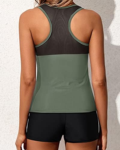 Yonique Tankini Swimsuits for Girls with Shorts Athletic Two Piece Bathing Fits Racerback Tank Tops Swimwear 2 417gKfnV cS. AC