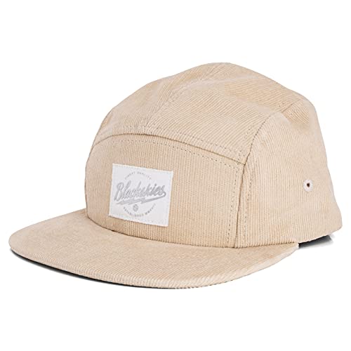 Blackskies® Ivory 5-Panel Cap Camp | Casquette Baseball Homme Femme Surfer Skater Snapback Strapback Beige Côtelée - Unisexe Streetwear Outdoor Été Loisirs