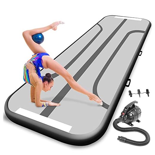 SereneLife Gymnastics Inflatable Air Tumbling Mat - 13 Ft Outdoor/Home Indoor Gymnastics Mat Air Track Tumbling Mat - Floor Tumble Track Mats for Gymnastics, Yoga, Cheerleading SLGM4KB (Black)