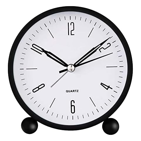 RSVOM Alarm Clock, Bedside Alarm Clocks Silent Bedroom Desk Clock with Twin Bell Backlight, Portable Wind Up Non Ticking Battery Powered Analogue Quartz Loud Alarm Clock for Kids Heavy Sleepers Cover