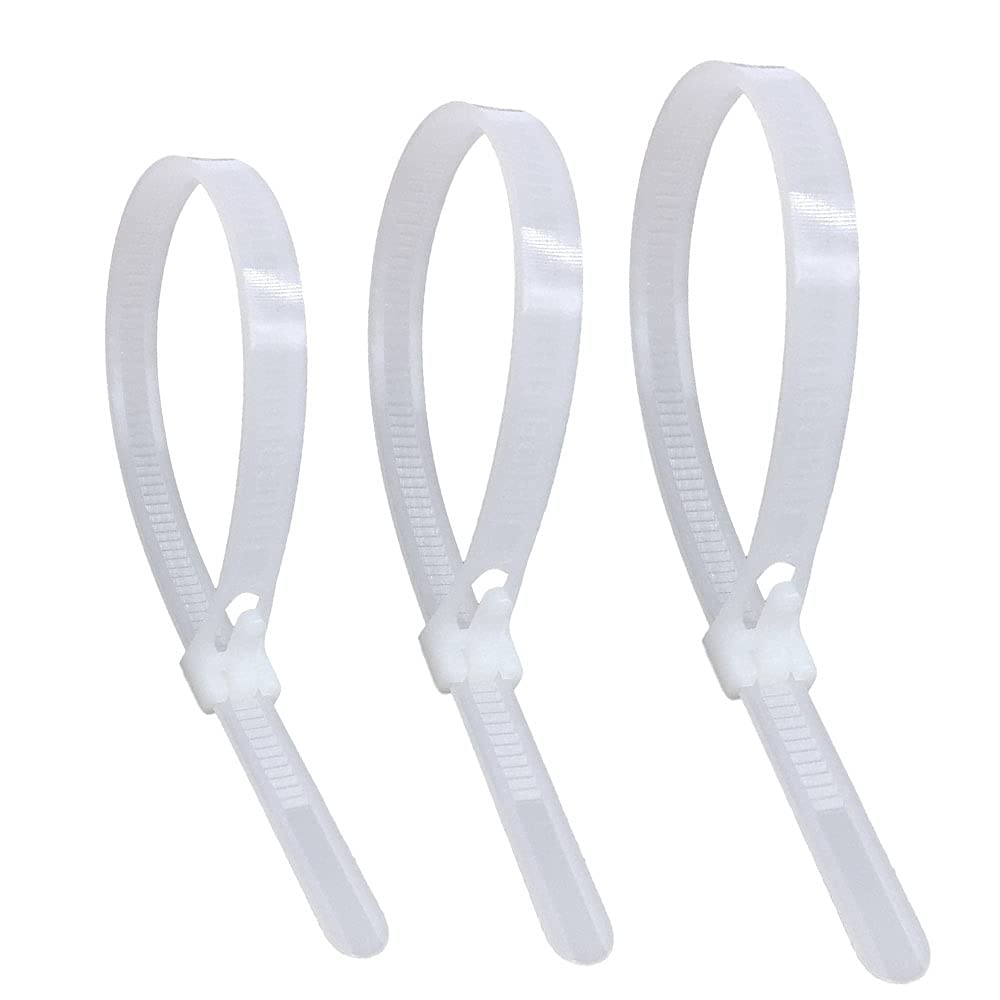 Sgc White 25 Pack Releasable Reusable Cable Ties Black Natural Strong Nylon Premium Cable Ties (25, 7.6Mm X 250Mm)