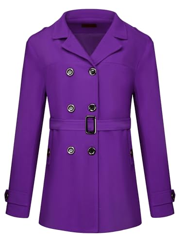 Lars Amadeus Men's Pea Coat Slim Fit Notch Lapel Double Breasted Trench Coat with Belt