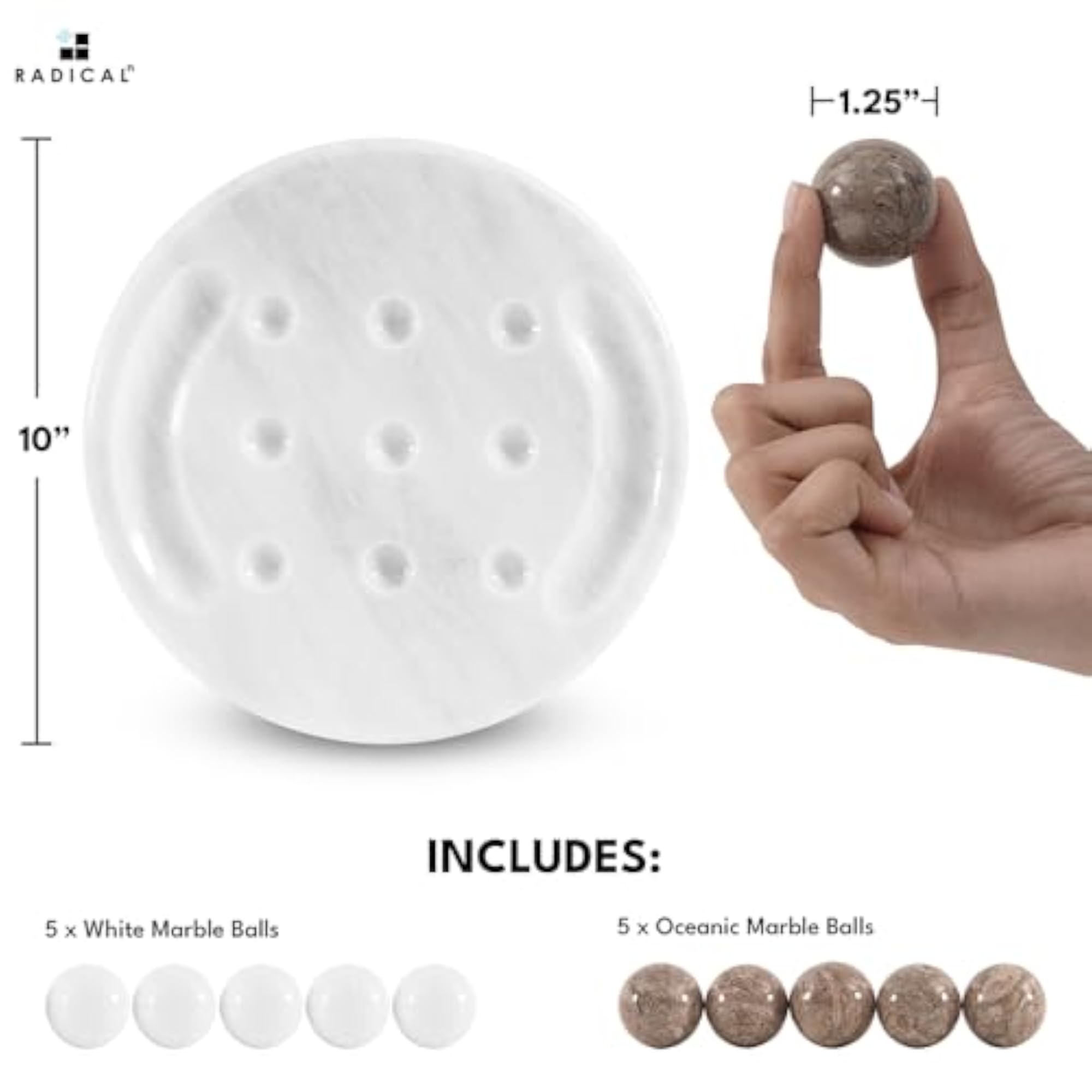 Marble Tic Tac Toe Board Game for Adults, 10 Inches