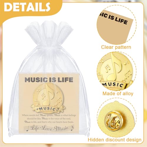 Image of Liliaafar 60 Pcs Music Note Lapel Pins Musical Note Band Award Pins Cards Bulk for Musician Music Lover Teacher Graduation Gifts for Students