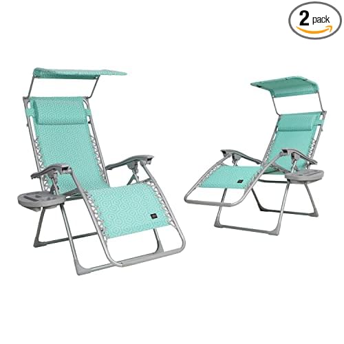 Set of 2 Bliss Hammocks Zero Gravity Chairs w/Canopy, Pillow & Side