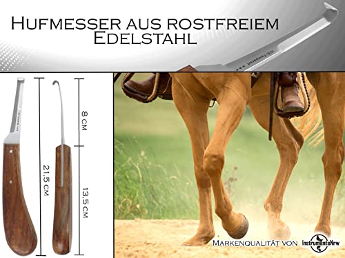 Foto von Profi Hufmesser für Pferde Schafe Klauenmesser Rinnmesser 2-Schneidig Beidseitig Hufpflege-Messer Hufschmied Werkzeug Spezialstahl Rostfrei mit ergonomischem Griff Zubehör für Tiere mit Hufe