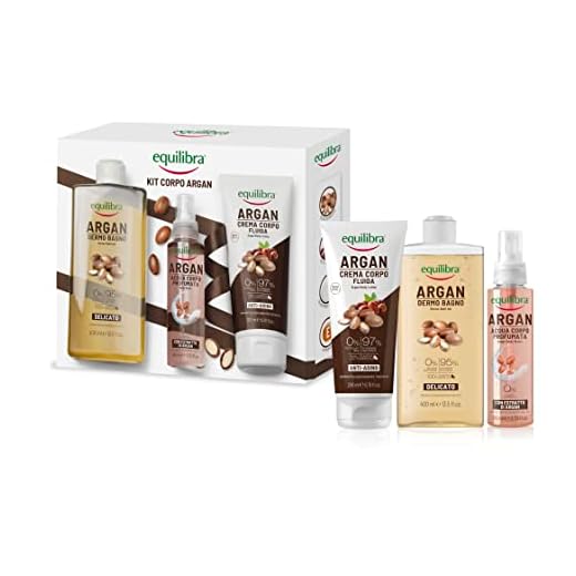 equilibra Corpo, Kit Corpo Argan, Argan Dermo-Bagno Delicato, Argan Acqua Corpo Profumata Con Olio Di Argan, Argan Crema Corpo Fluida Anti-aging, Confezione regalo