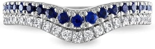 J.C 1Ct Round Cut Created Blue Sapphire &Simulated Diamond 14k White Gold Plated Enhancer Wrap Engagement Ring Sterling Silver3