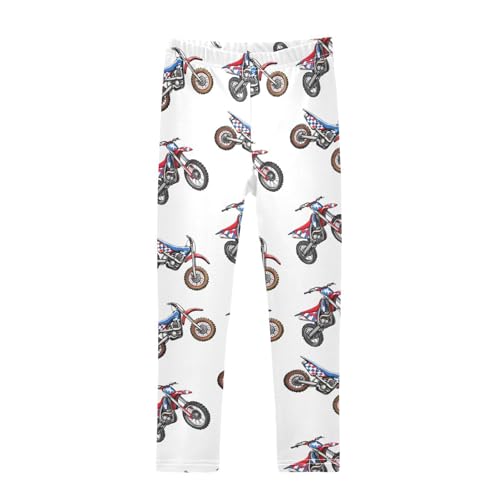 ALAZA Girls' Leggings Children's Yoga Pants Skinny Printed Dance Mountain Bike White Comfortable 4T