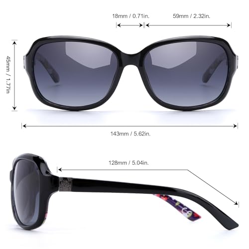 Image of SIPHEW Women's Polarized Sunglasses w UV400 Protection,Classic Sun Glasses | Vintage Sunnies,Wraparound Shade,Lightweight & Comfortable,Big Sunnies eyewear,Driving,Outdoors