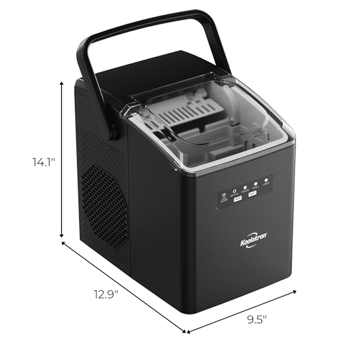 Image of Koolatron Countertop Ice Maker Machine with Handle 26lbs in 24Hrs Black | 8 Ice Cubes Ready in 7 Mins, Ice Makers with Basket and Scoop, maquina para hacer hielo Black for Home /Kitchen /Camping