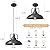 PINDODO Black and Silver Pendant Light 12 Inch, Farmhouse Pendant Lights Kitchen Island Adjustable Height Industrial Pendant Light for Dining Room Cafe Bar, 2 Pack
