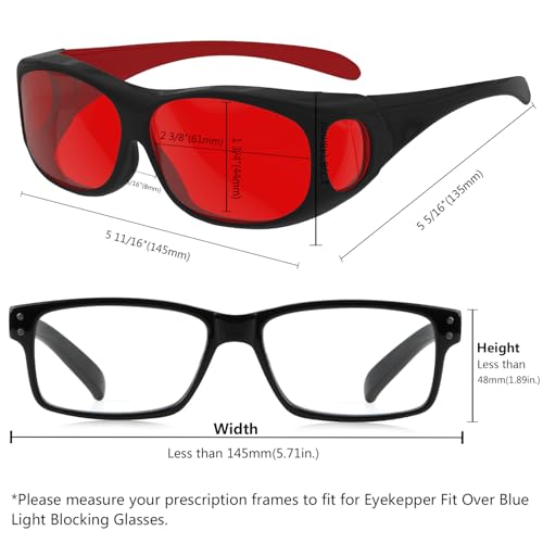 Image of Eyekepper Red Lens Blue Light Glasses Men,Fitover Blue Light Blocking Glasses Women, Red Light Glasses Eye Protection - Black Red