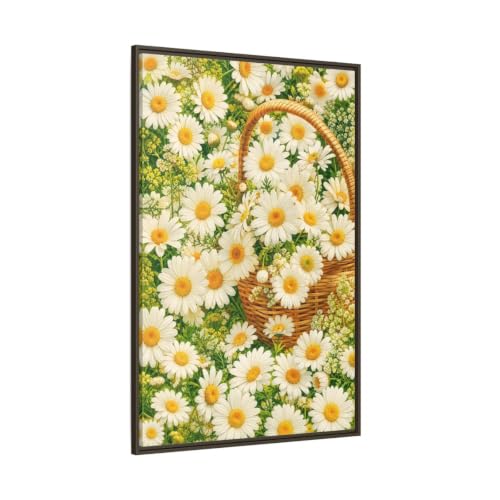 Toile Fleur de Marguerite pour habiller le mur au-dessus d'une console d'entrée ou de salon