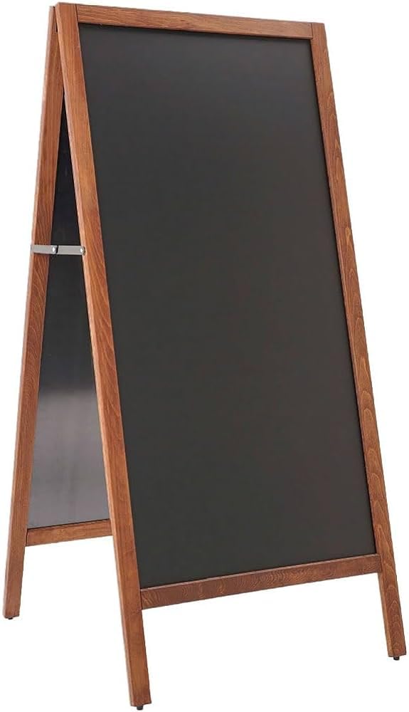 Cavalletto bifacciale con cornice in legno e lavagna magnetica nera 59x119cm scrivibile per esterno ed interno per lunga durata per ristoranti e negozi