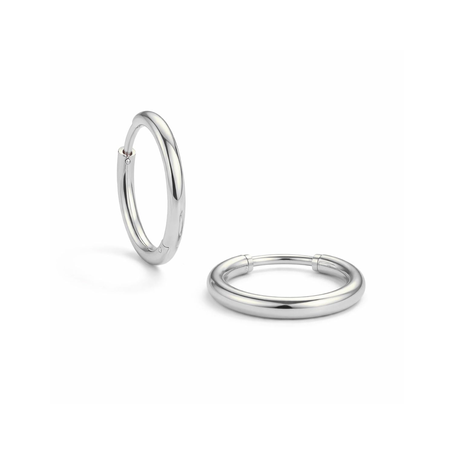 vama FASHIONS 316L Stainless Steel Anti Tarnish Round Silver Hoop Earring Huggie Hypoallergenic Piercing Bali For Men & Boys - 14mm Big Size-picture-17