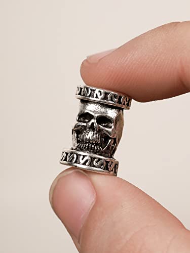 HAQUIL Skull 5pc Viking Dreadlock Accessory Set - Norse Hair Beads, Lock Beads, Pull Hair Pin, Quick Beader3