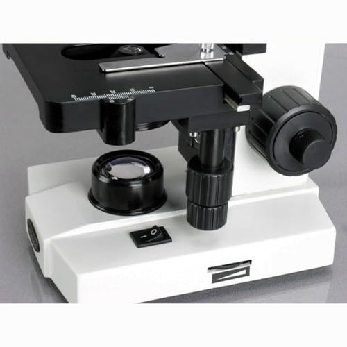 Image of AmScope M220 Monocular Compound Microscope, WF10x Eyepiece, 40x-400x Magnification, Tungsten Illumination, Brightfield, 1.25 NA Abbe Condenser, Coaxial Coarse and Fine Focus, Mechanical Stage, 110V