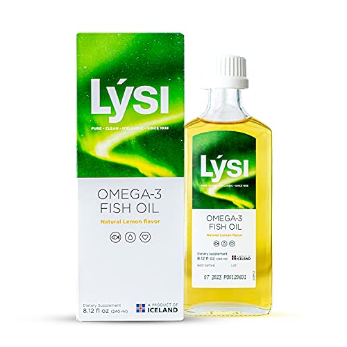Lysi Omega-3 Fish Oil Lemon Flavor | 1600 mg Omega-3s | Pure & Natural Omega-3 Fish Oil | Icelandic Liquid Fish Oil | GMP Certified | Lemon Flavor | 8.12 Fl Oz | 48 Servings