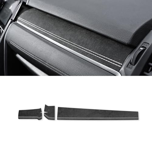 BETTERHUMZ Dashboard Panel Cover Trim Compatible with 10th Gen Honda Civic 2021 2020 2019 2018 2017 Suede Carbon Leather Decor Sticker Car Interior Molding Accessories (Suede Black)