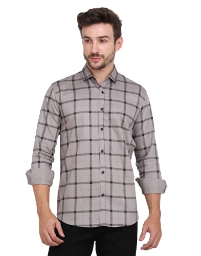 FEBIA  Mens Cottonblend Checkered Fullsleeve Shirt