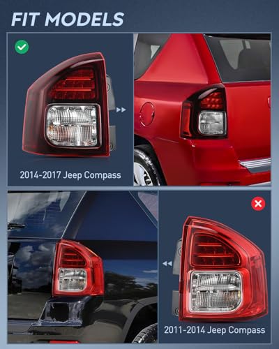 Image of Nilight Taillight Assembly Compatible with 2014 2015 2016 2017 Jeep Compass