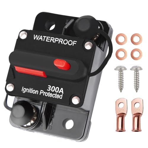 Tiwerlfe 300 Amp Circuit Breaker with Manual Reset Waterproof Inline Fuse for Car Boat Trolling Motor ATV Manual Power Protect for Audio System Fuse 12V-48V DC
