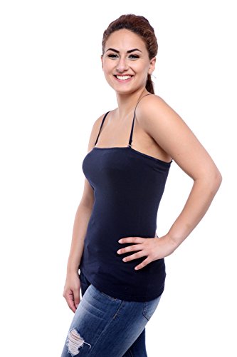 Image of Teemoods Women's Cotton Spaghetti Strap Camisole Slip - Adjustable Straps, Slim Fit, Soft Innerwear Tank Top for Layering & Everyday Comfort