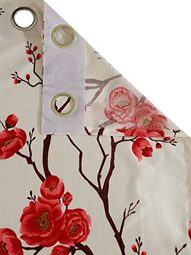 Image of Fashion String 2 Pieces 3D Tulip Patch Grommet Polyester Window Curtains - 5 Feet, Red