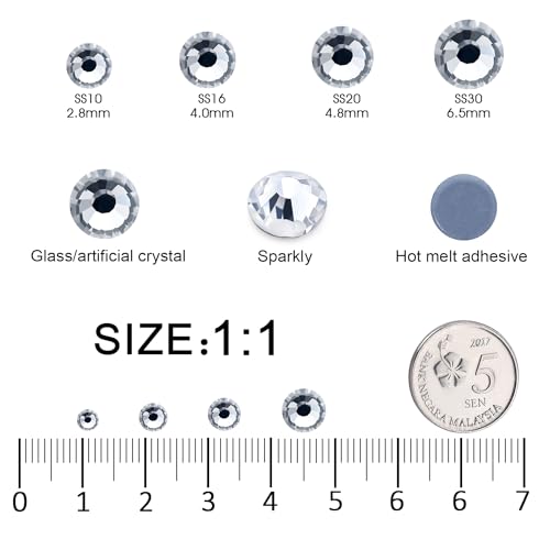 Image of Hotfix Rhinestones Bulk 2880PCS SS30 (6.3-6.5mm), Crystal Glass Rhinestones for Clothes, Tumblers, Shoes DIY, Heat Transfer Flatback Gems for Crafts & Decoration