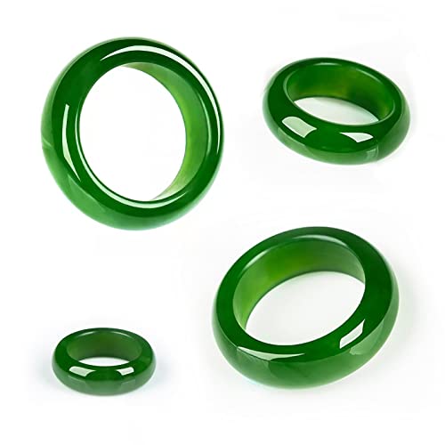 Jade Ring- Natural Green/White Hetian Jade, Green Jade Rings for Women Men, Jade Jewelry Crafts Gifts for Women(Ring Size:5-12)2