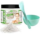 Relaxcation Indian Healing Clay/Natural Bentonite Clay/Detoxifying Wyoming Clay/Deep Pore Cleansing Mask, Face Skin Care, Acne Remover/With Bowl and Spatula