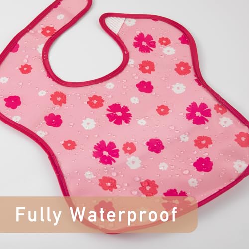 Mess Proof Baby Bib 3 Pack, Waterproof Led Weaning Baby Feeding Bibs with Food Catcher, Travel Feeding Bibs4