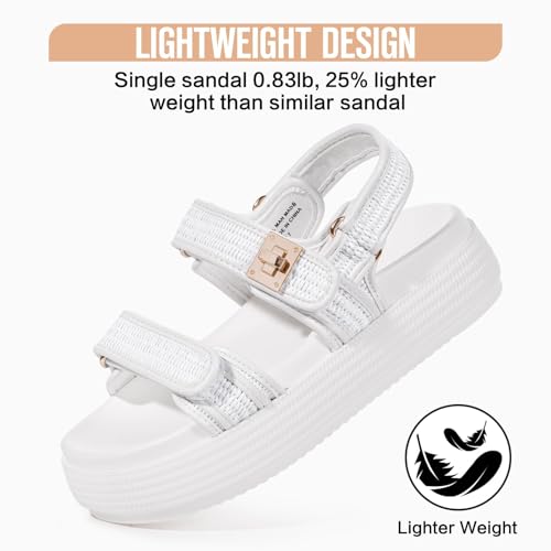 FITORY Women Platform Sandals Comfortable Open Toe Beach Shoes with Adjustable Buckle Straps for Summer Size 6-114