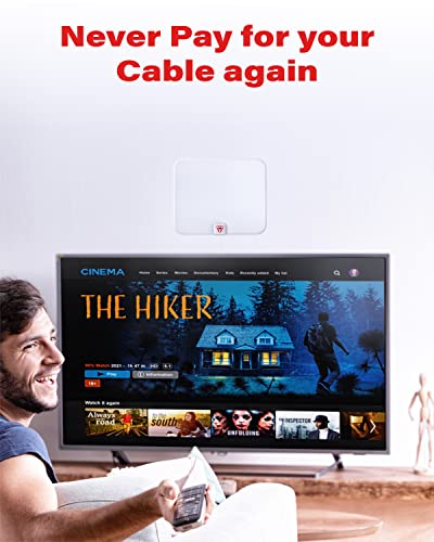 2023 Gesobyte Amplified Hd Digital Tv Antenna Long 250+ Miles Range - Support 4K 8K 1080P Fire Tv Stick And All Older Tv's - Indoor Switch Amplifier Signal Booster - 18Ft Hdtv Cable/Ac Adapter (White) #TOP5