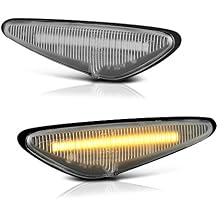 VIPMOTOZ Amber LED Strip Side Marker Light Front Fender Parking Lamp Replacement For Mazda RX8 MX-5 Miata Fiat 124 Spider, Chrome Housing, Clear Lens, 2-Piece Driver & Passenger Side Set