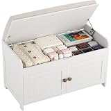 HOMEFORT 30' Shoe Bench with Lift Top Storage, Entryway Bench with Cushioned Seat, Wooden End of Bed Bench, Shoe Cabinet Bench with Hidden Storage Space, for Bedroom, Hallway,White