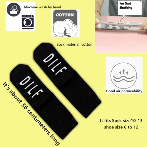 TSOTMO 2 Pairs DILF Socks Dad I’d Like to Socks Novelty Socks for Men Hot Dad Socks3