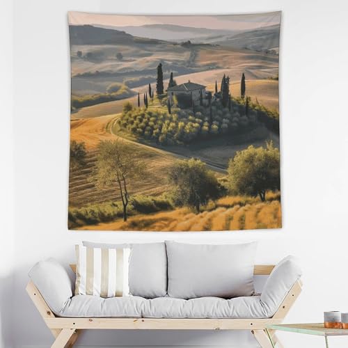Tapisserie murale paysage toscane en tissu pour decoration de chambre