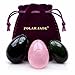 Yoni Eggs 3-pcs Set of 3 Gemstones, Drilled, with String & User Instructions, Made of Nephrite Jade, Rose Quartz and Black Obsidian, L/M/S 3 Sizes for Training Love Muscles as Kegel Exercisers
