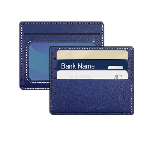 Slim Minimalist Front Pocket Wallet, RFID Blocking Credit Card Holder Card Cases with ID Window(QB02 Darkblue)