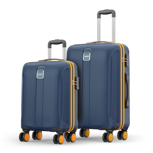 Safari Thorium Neo 8 Wheels 55 and 66 Cm Small and Medium Trolley Bags Hard Case Polycarbonate 360 Degree Wheeling System Luggage, Trolley Bags for Travel Set of 2, Suitcase for Travel, Graphite Blue