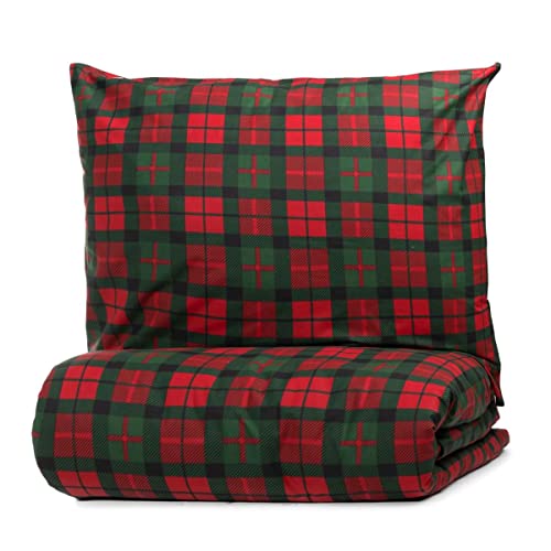 HOMLA Tartan Weihnachts Bettwäsche Set - 1 x Bettbezug 160 x 200 cm...