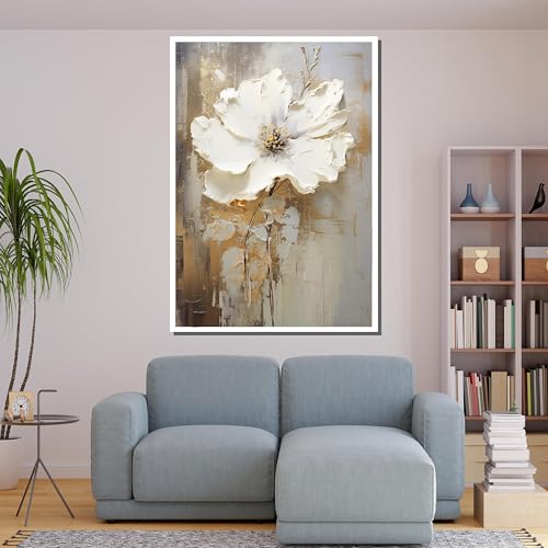 Tableau fleurs blanches impression toile moderne grand format 60x80