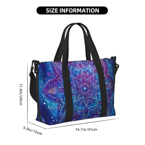 Travel Duffle Bag Mandala Purple Blue Weekender Overnight Bags Luggage Bag for Women Men Waterproof Sports Gym Bag Hand Bag with Shoulder Strap4