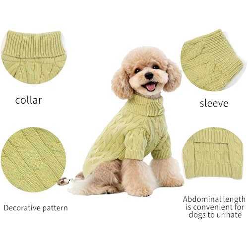 Image of Small /Medium Dog Sweater, Warm Dog Winter Coat w /Sleeves, Comfortable High Neck Premium Dog Clothes for Mini Poodle-Best for Holidays, Daily Walks S Light Green